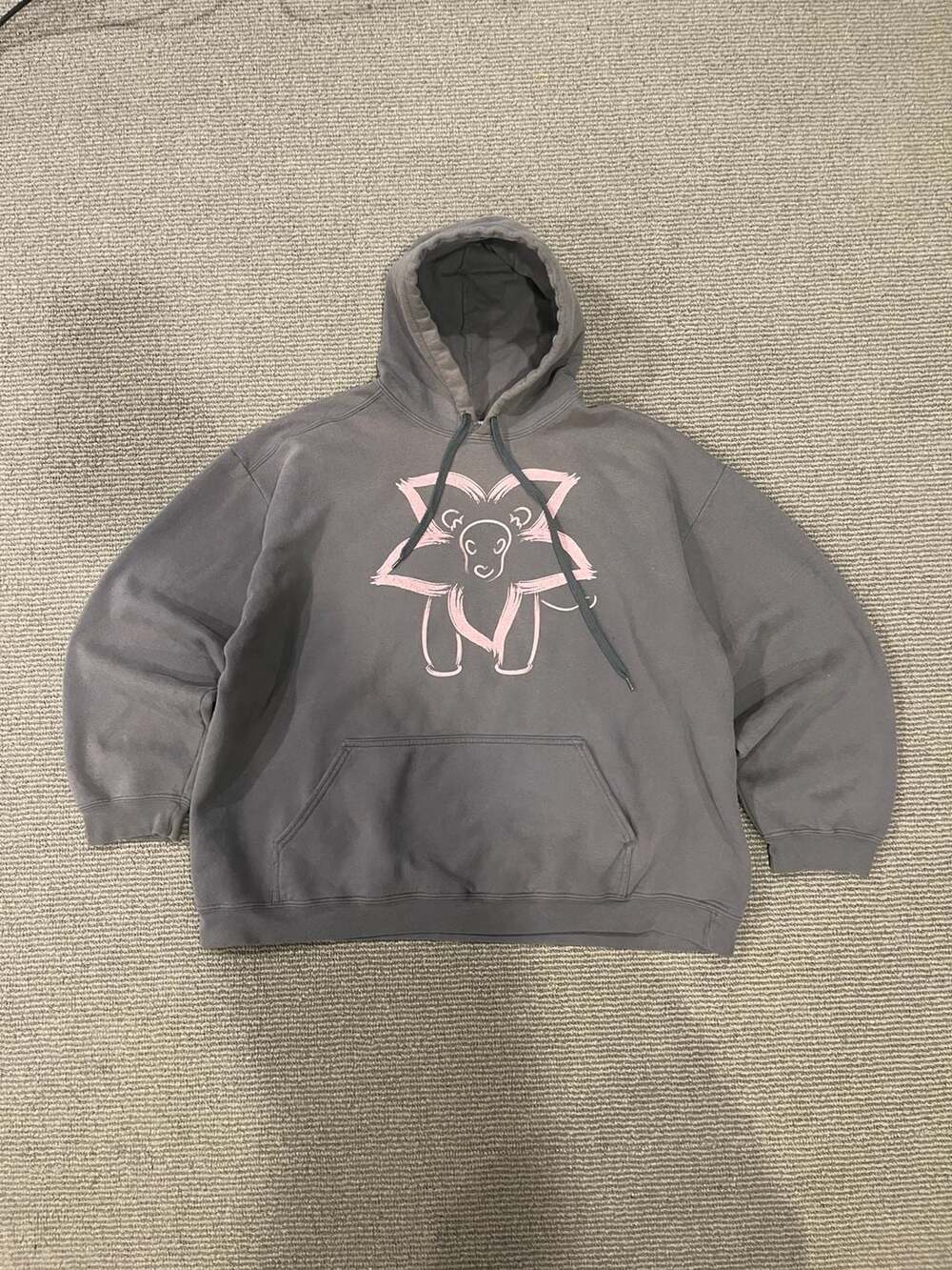 Steven Universe Lion Pink Graphic Charcoal Gray Pull-Over Hoodie 2XL